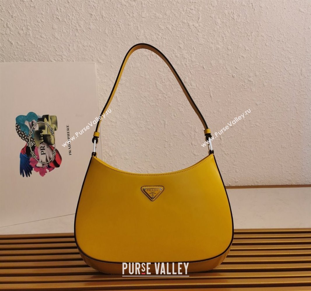 Prada Cleo Brushed Leather Hobo Bag 1BC499 Yellow1 2024 (YZ-240524095)