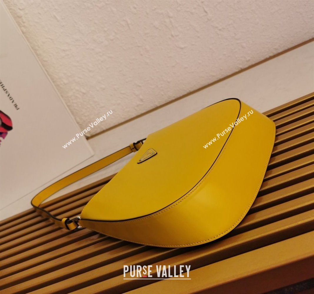 Prada Cleo Brushed Leather Hobo Bag 1BC499 Yellow1 2024 (YZ-240524095)