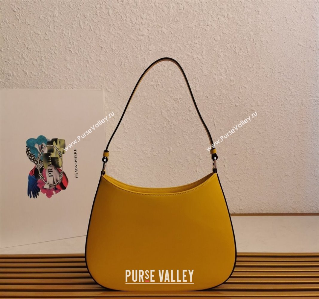 Prada Cleo Brushed Leather Hobo Bag 1BC499 Yellow1 2024 (YZ-240524095)