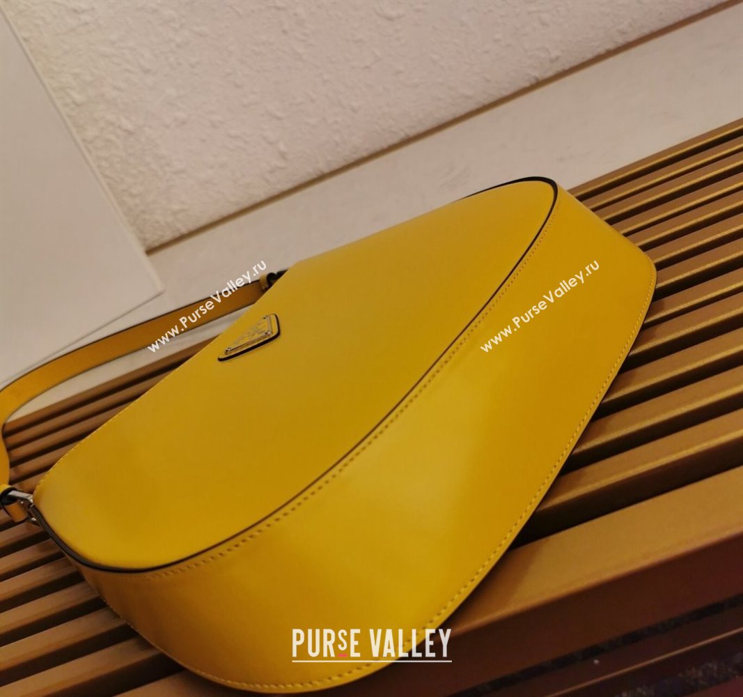 Prada Cleo Brushed Leather Hobo Bag 1BC499 Yellow1 2024 (YZ-240524095)