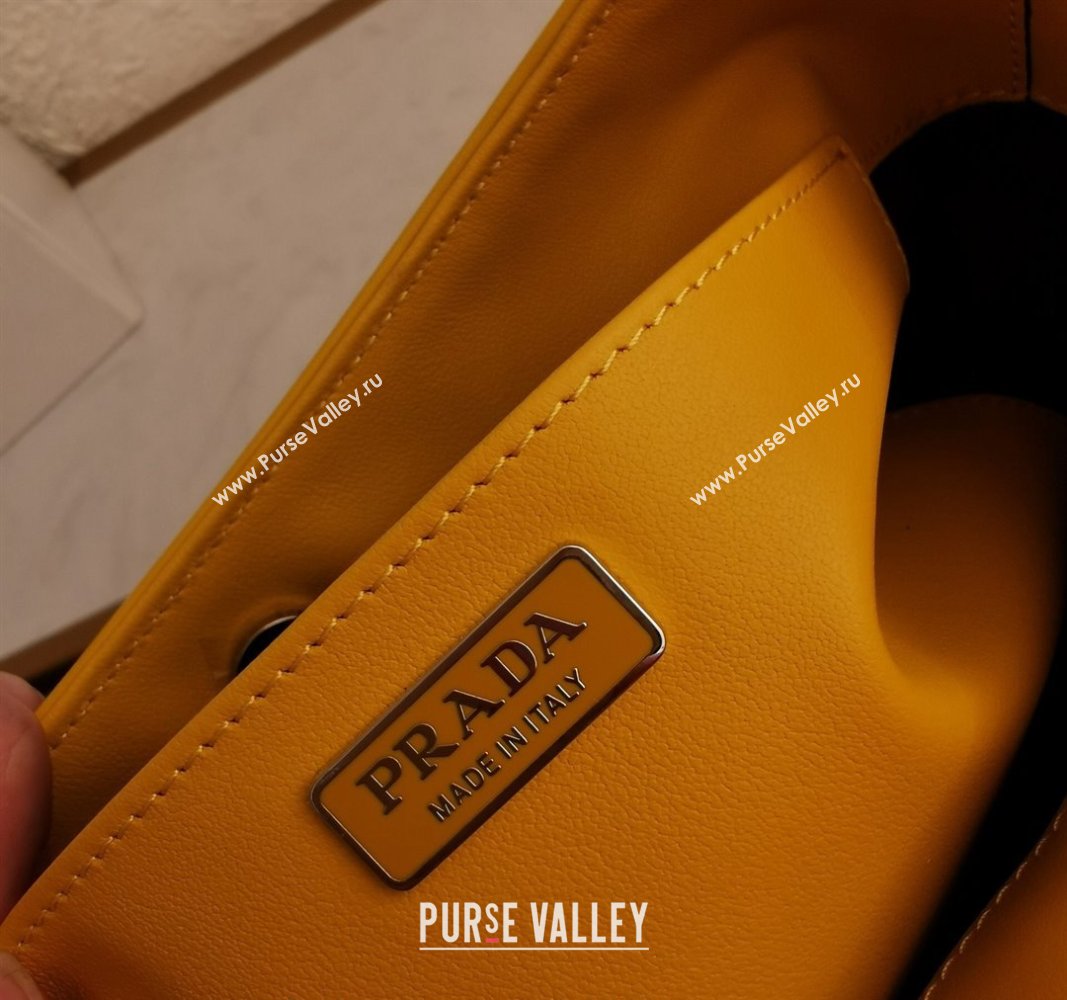 Prada Cleo Brushed Leather Hobo Bag 1BC499 Yellow1 2024 (YZ-240524095)