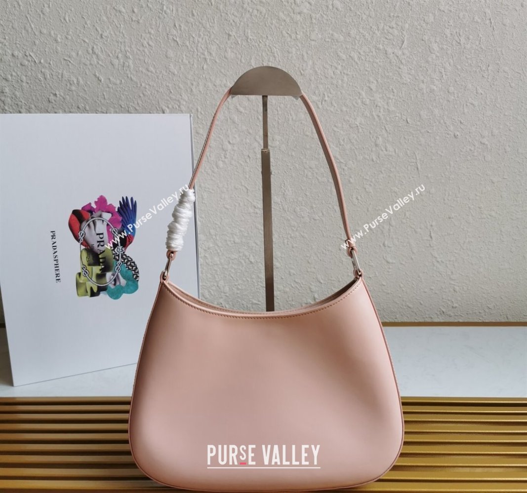 Prada Cleo Brushed Leather Hobo Bag 1BC499 Light Pink 2024 (YZ-240524096)