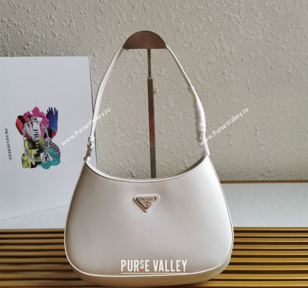 Prada Cleo Brushed Leather Hobo Bag 1BC499 White1 2024 (YZ-240524098)