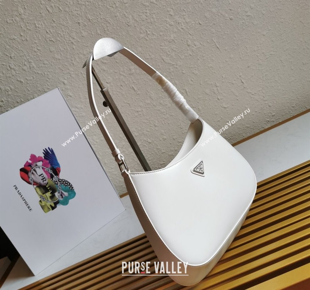 Prada Cleo Brushed Leather Hobo Bag 1BC499 White1 2024 (YZ-240524098)