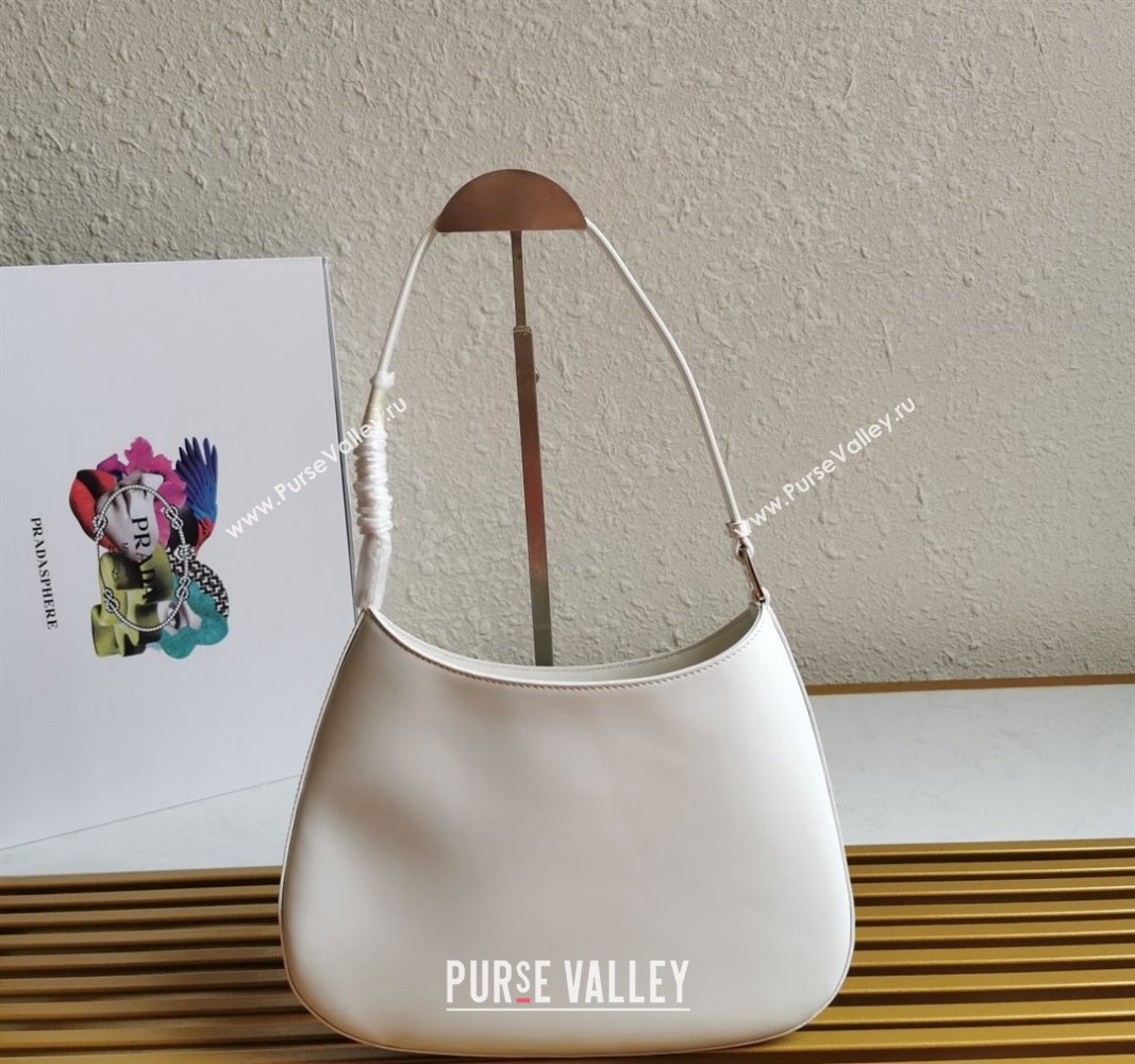 Prada Cleo Brushed Leather Hobo Bag 1BC499 White1 2024 (YZ-240524098)