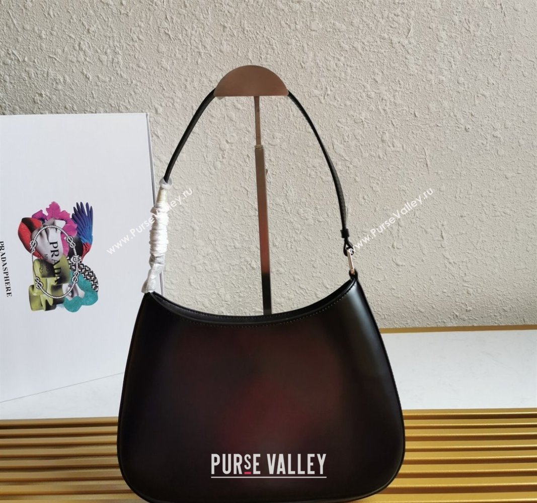 Prada Cleo Brushed Leather Hobo Bag 1BC499 Black 2024 (YZ-240524100)