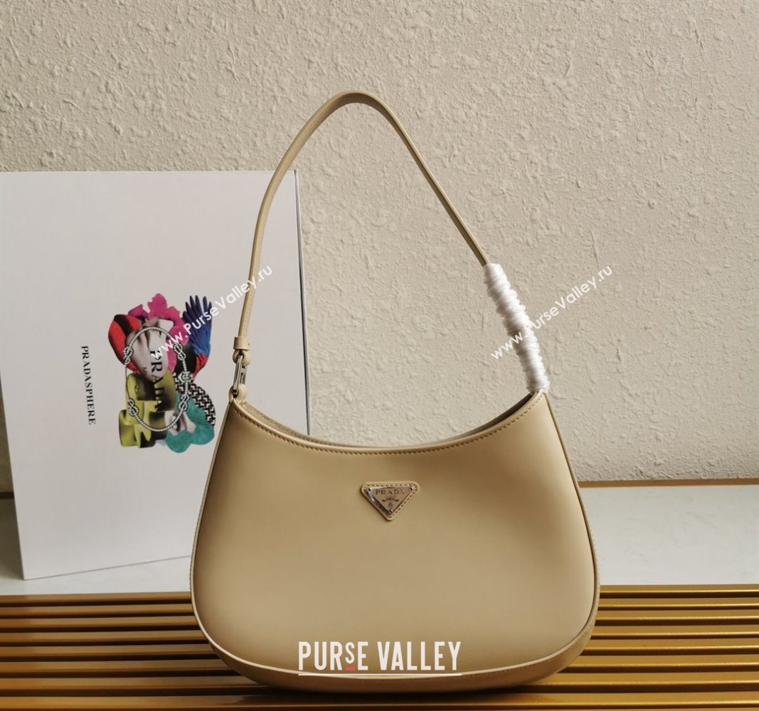 Prada Cleo Brushed Leather Hobo Bag 1BC499 Beige 2024 (YZ-240524101)