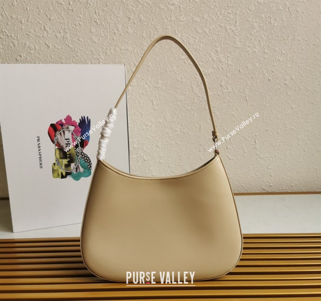 Prada Cleo Brushed Leather Hobo Bag 1BC499 Beige 2024 (YZ-240524101)