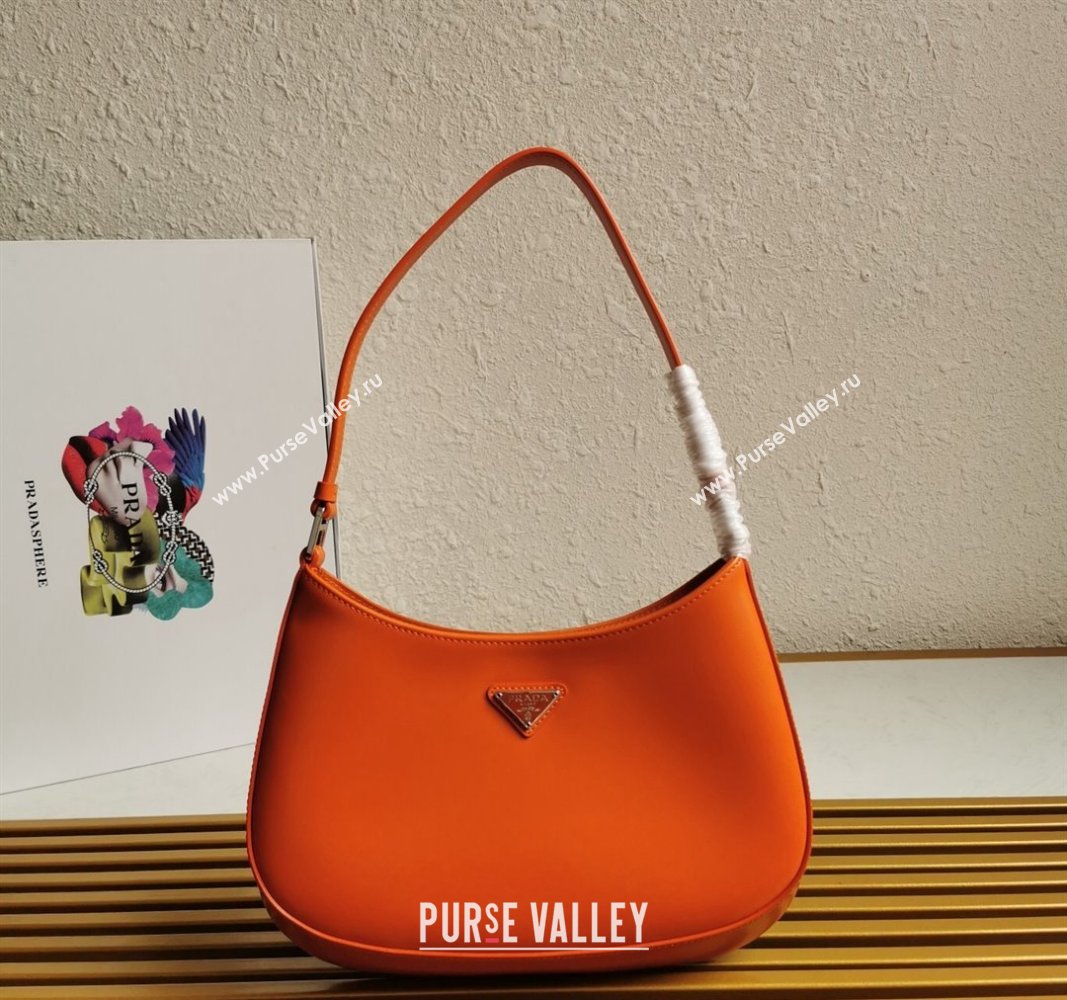 Prada Cleo Brushed Leather Hobo Bag 1BC499 Orange 2024 (YZ-240524103)