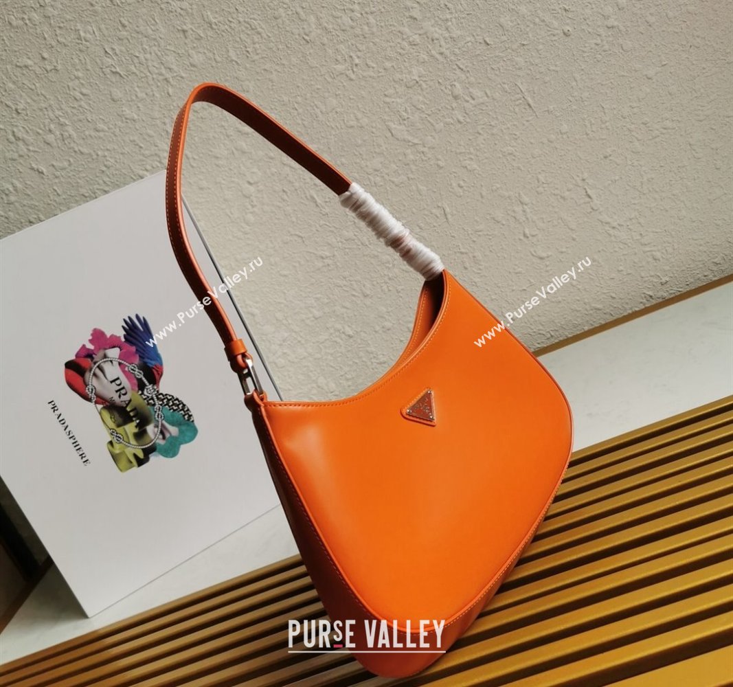 Prada Cleo Brushed Leather Hobo Bag 1BC499 Orange 2024 (YZ-240524103)