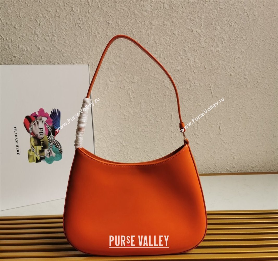 Prada Cleo Brushed Leather Hobo Bag 1BC499 Orange 2024 (YZ-240524103)