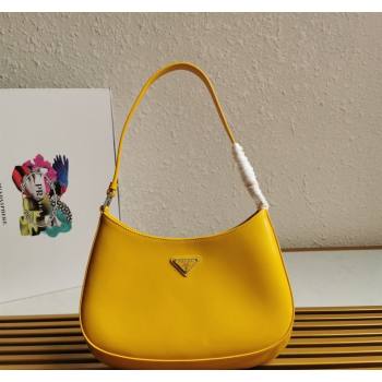 Prada Cleo Brushed Leather Hobo Bag 1BC499 Yellow2 2024 (YZ-240524104)