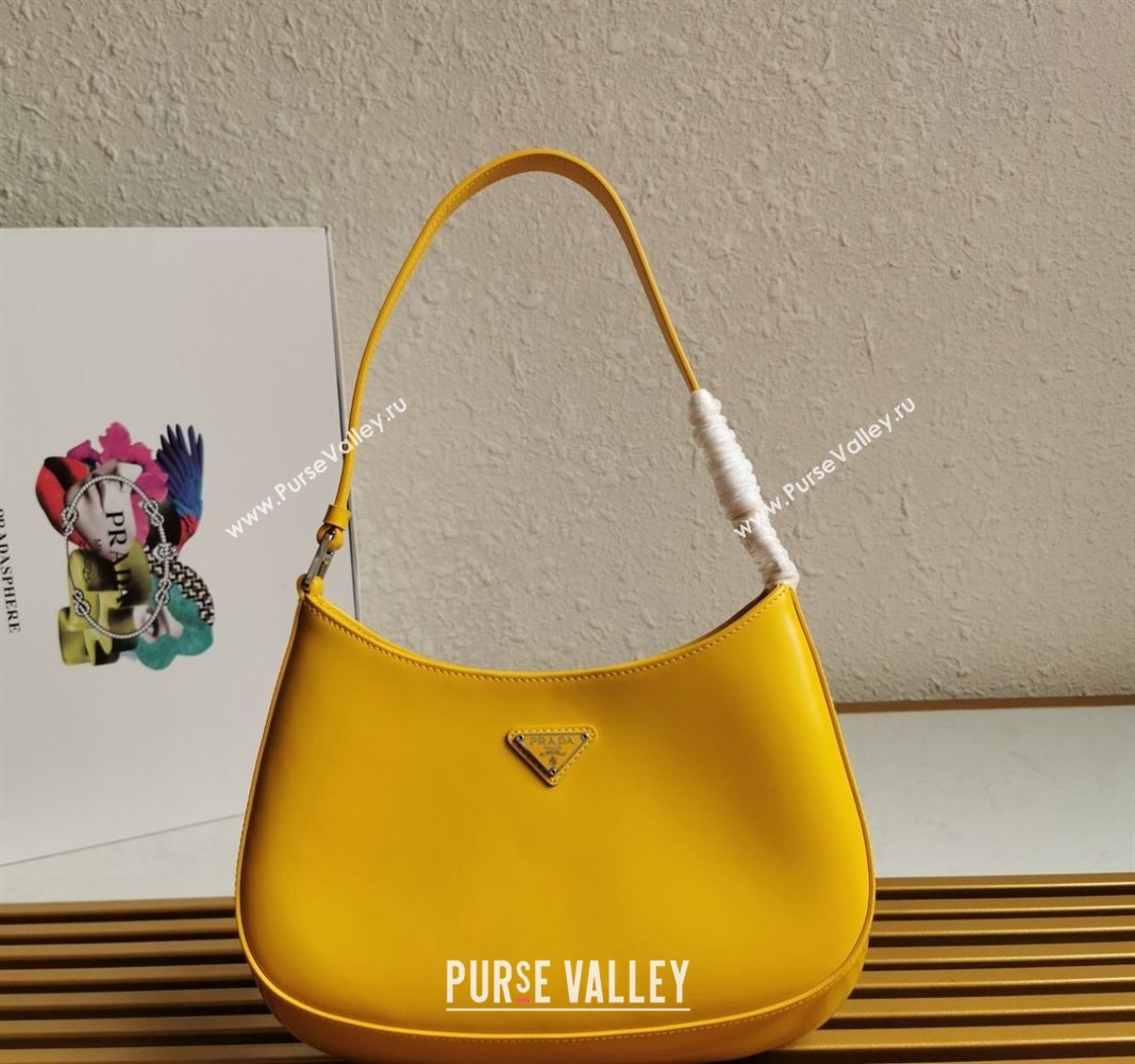 Prada Cleo Brushed Leather Hobo Bag 1BC499 Yellow2 2024 (YZ-240524104)