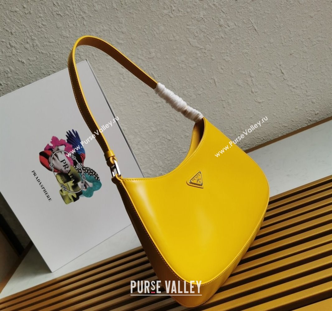 Prada Cleo Brushed Leather Hobo Bag 1BC499 Yellow2 2024 (YZ-240524104)