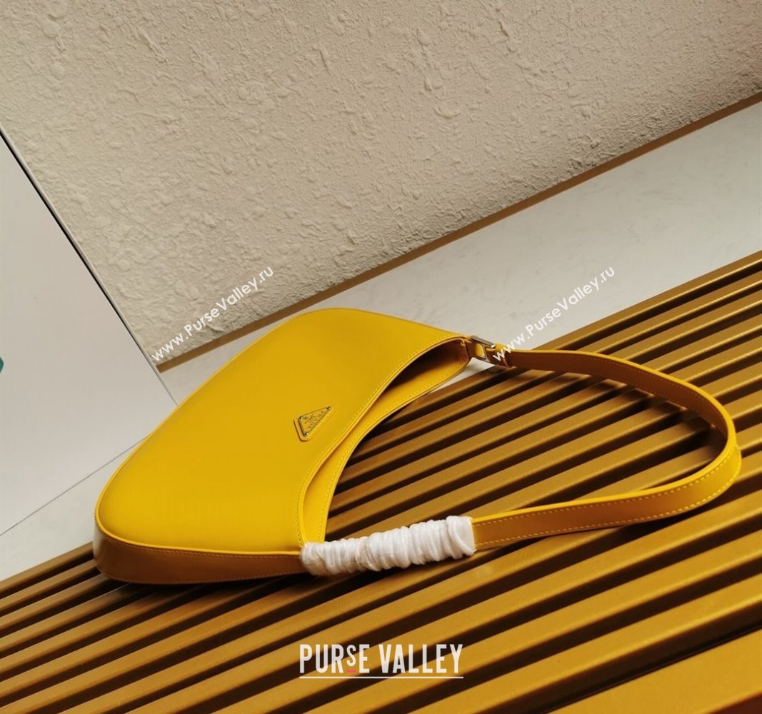 Prada Cleo Brushed Leather Hobo Bag 1BC499 Yellow2 2024 (YZ-240524104)