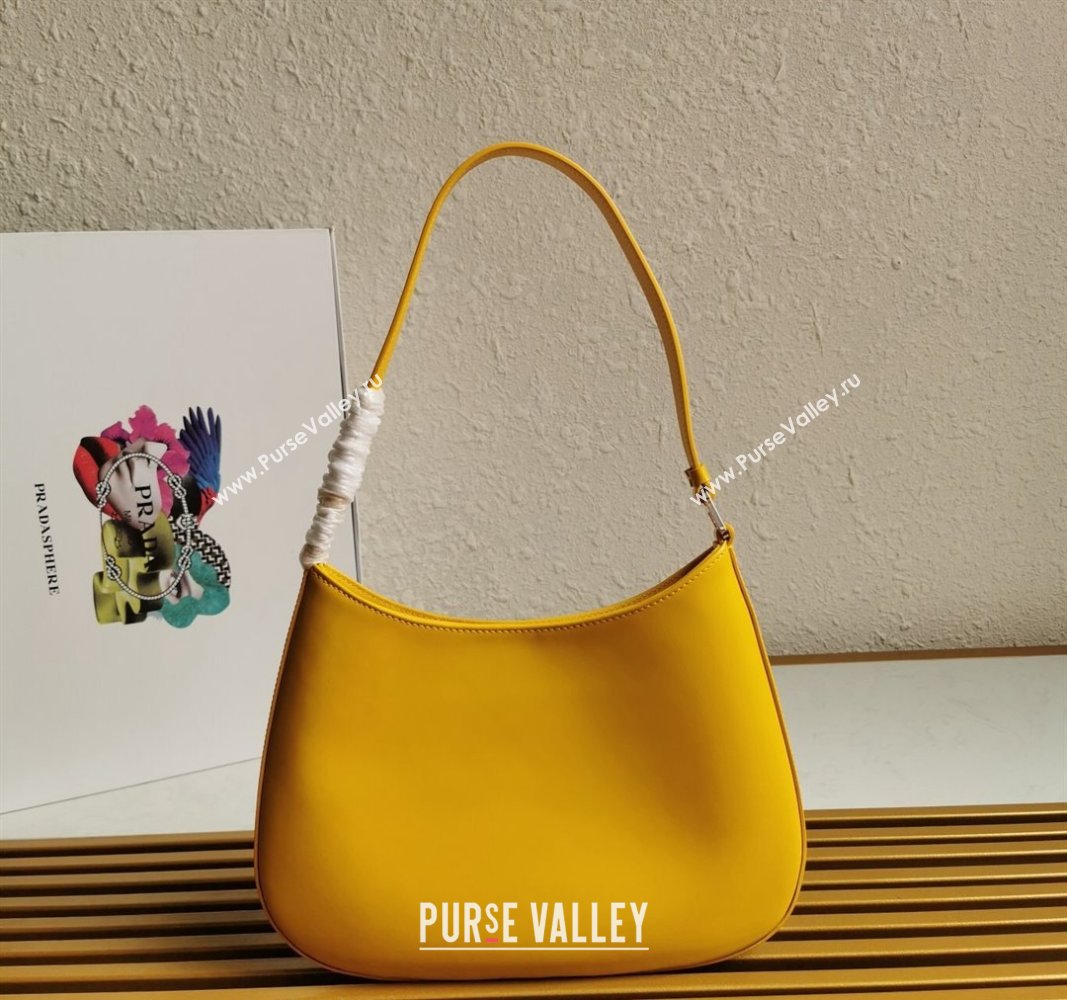 Prada Cleo Brushed Leather Hobo Bag 1BC499 Yellow2 2024 (YZ-240524104)