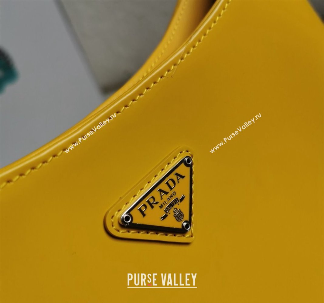 Prada Cleo Brushed Leather Hobo Bag 1BC499 Yellow2 2024 (YZ-240524104)