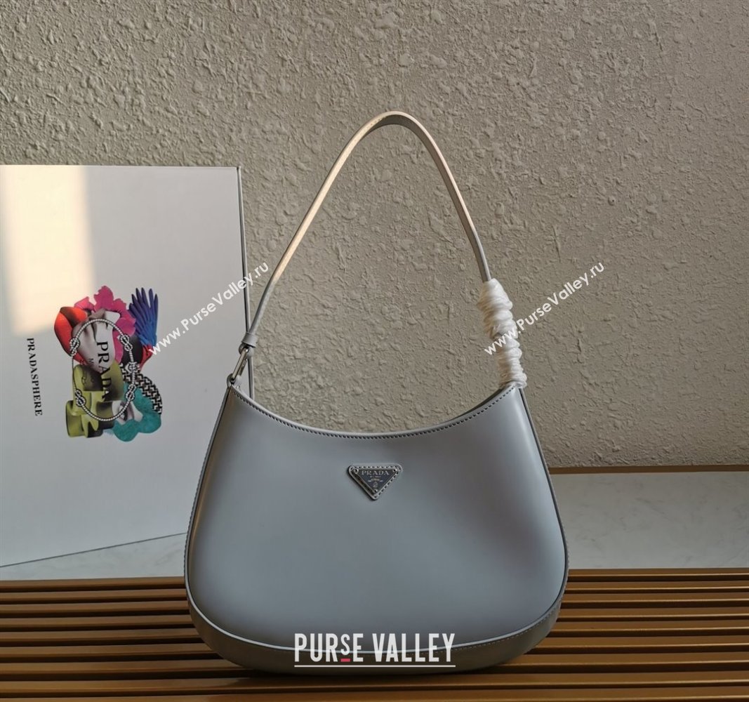 Prada Cleo Brushed Leather Hobo Bag 1BC499 Light Grey 2024 (YZ-240524106)