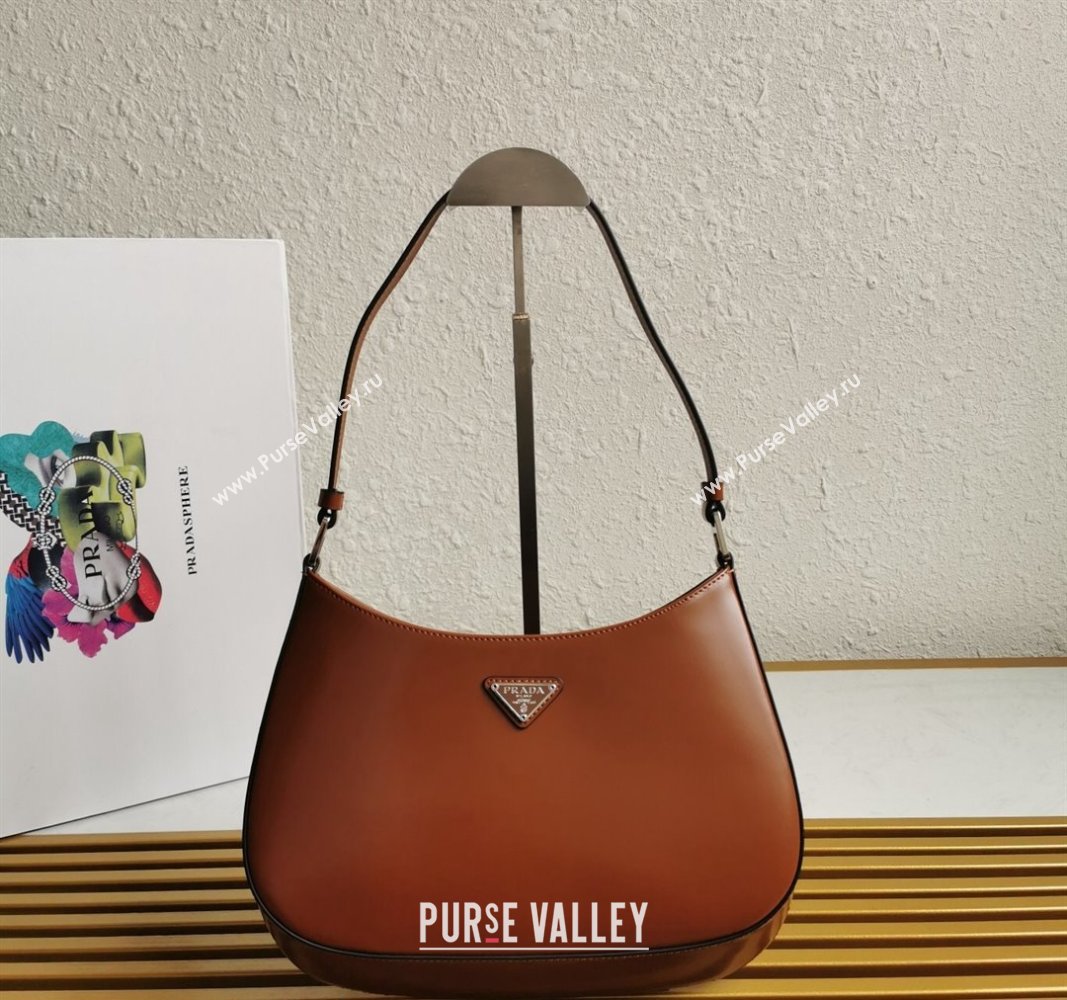 Prada Cleo Brushed Leather Hobo Bag 1BC499 Brown 2024 (YZ-240524107)