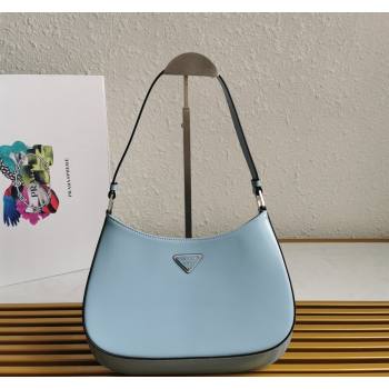 Prada Cleo Brushed Leather Hobo Bag 1BC499 Celeste Blue 2024 (YZ-240524109)