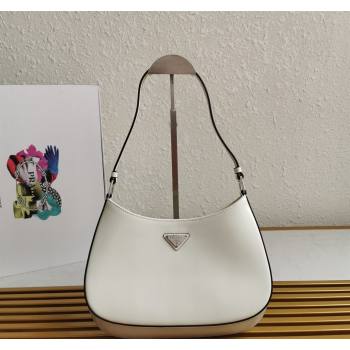Prada Cleo Brushed Leather Hobo Bag 1BC499 White2 2024 (YZ-240524099)