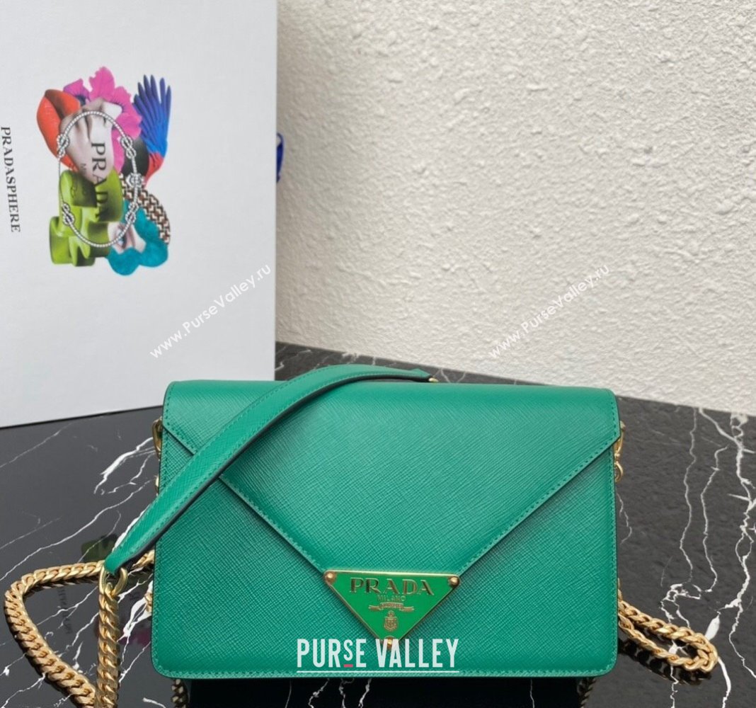 Prada Saffiano Leather Shoulder Bag 1BD318 Green 2024 (YZ-2405241110)