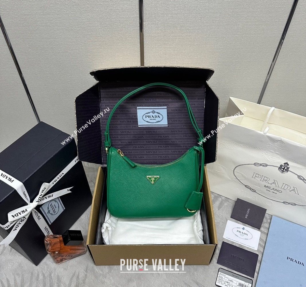 Prada Re-Edition Saffiano leather mini bag Green 2024 1BC204 (YZ-2405241114)