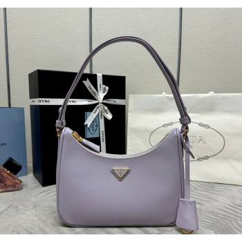 Prada Re-Edition Saffiano leather mini bag Light Purple 2024 1BC204 (YZ-2405241115)