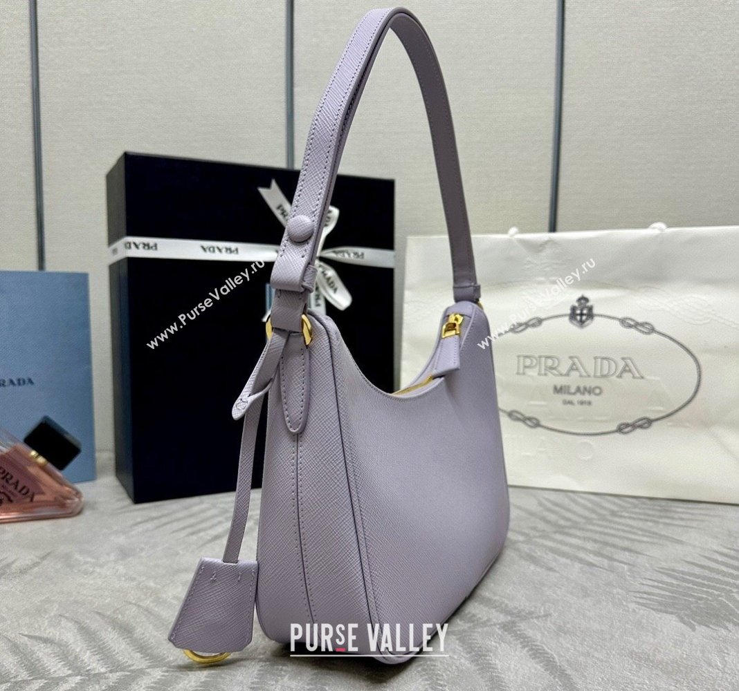 Prada Re-Edition Saffiano leather mini bag Light Purple 2024 1BC204 (YZ-2405241115)