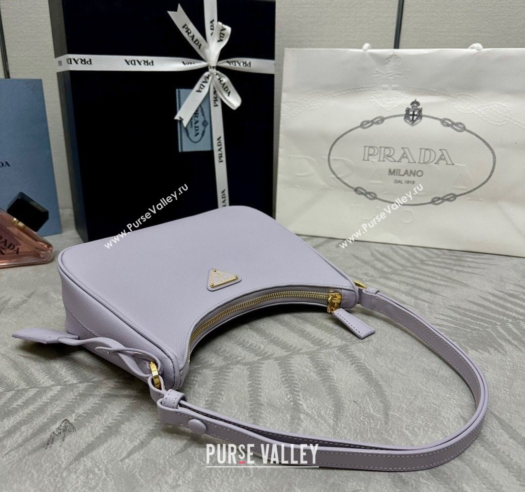 Prada Re-Edition Saffiano leather mini bag Light Purple 2024 1BC204 (YZ-2405241115)