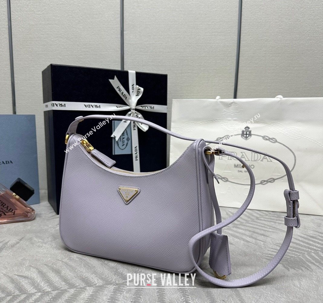 Prada Re-Edition Saffiano leather mini bag Light Purple 2024 1BC204 (YZ-2405241115)