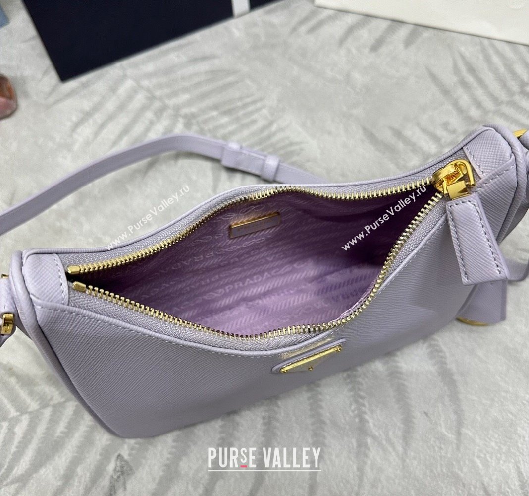 Prada Re-Edition Saffiano leather mini bag Light Purple 2024 1BC204 (YZ-2405241115)