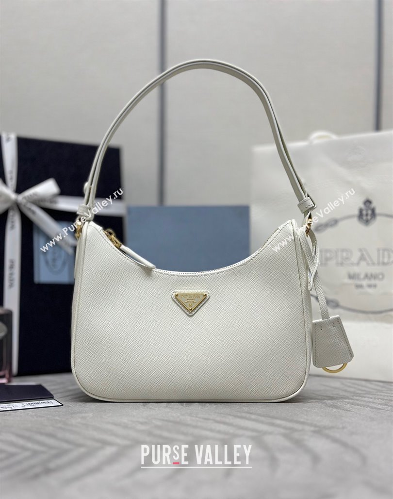 Prada Re-Edition Saffiano leather mini bag White 2024 1BC204 (YZ-2405241116)