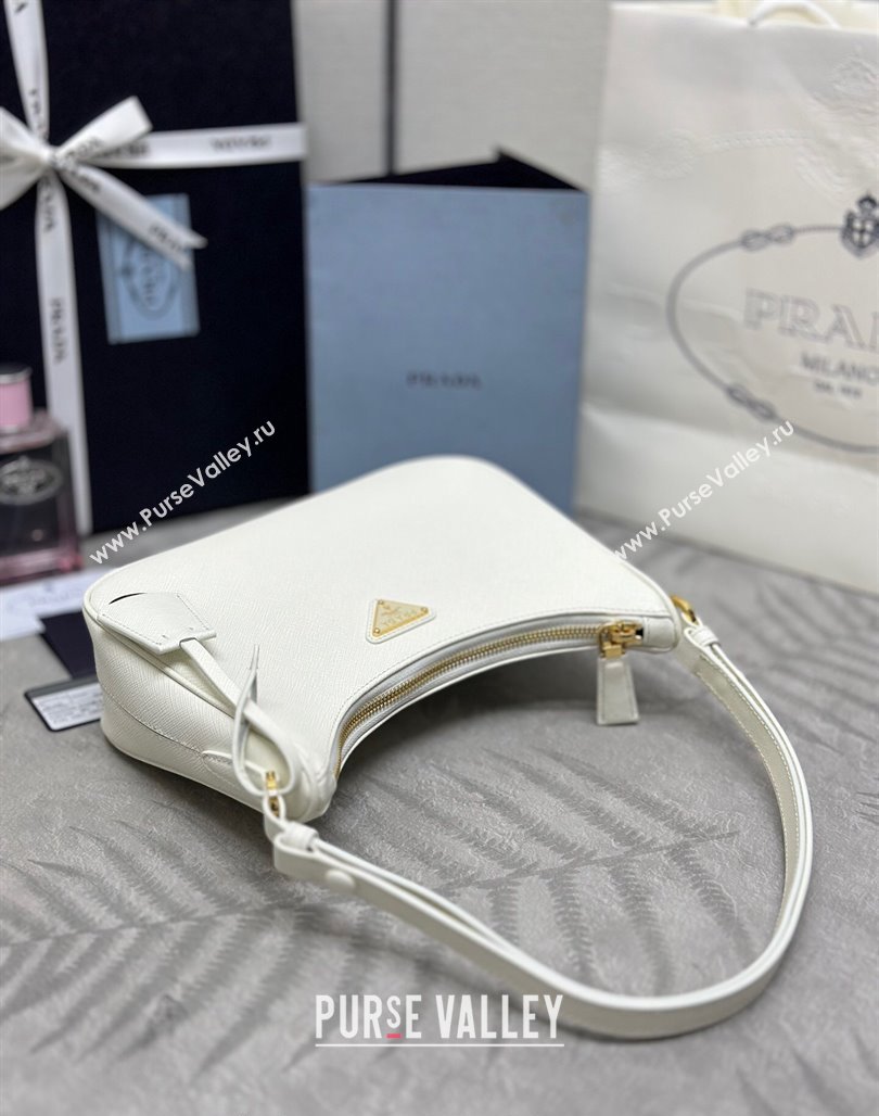 Prada Re-Edition Saffiano leather mini bag White 2024 1BC204 (YZ-2405241116)