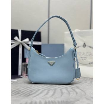 Prada Re-Edition Saffiano leather mini bag Light Blue 2024 1BC204 (YZ-2405241117)