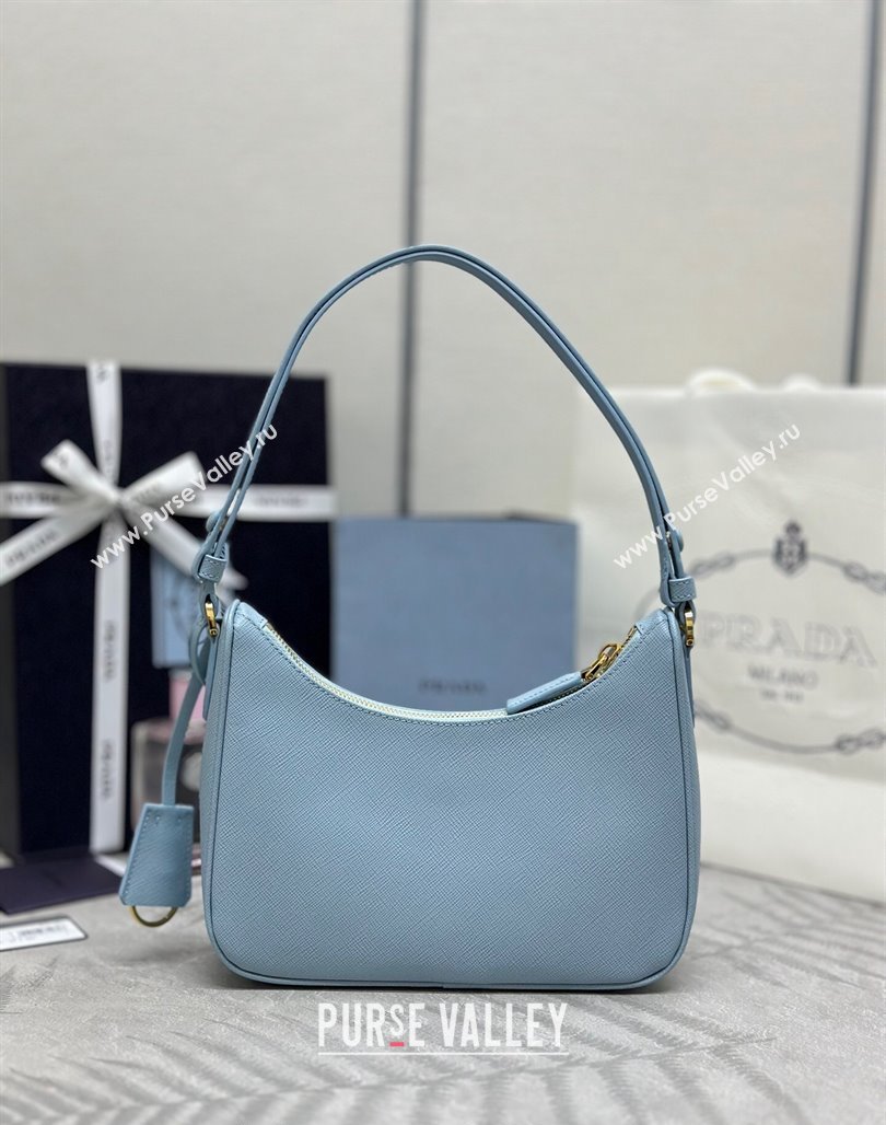 Prada Re-Edition Saffiano leather mini bag Light Blue 2024 1BC204 (YZ-2405241117)