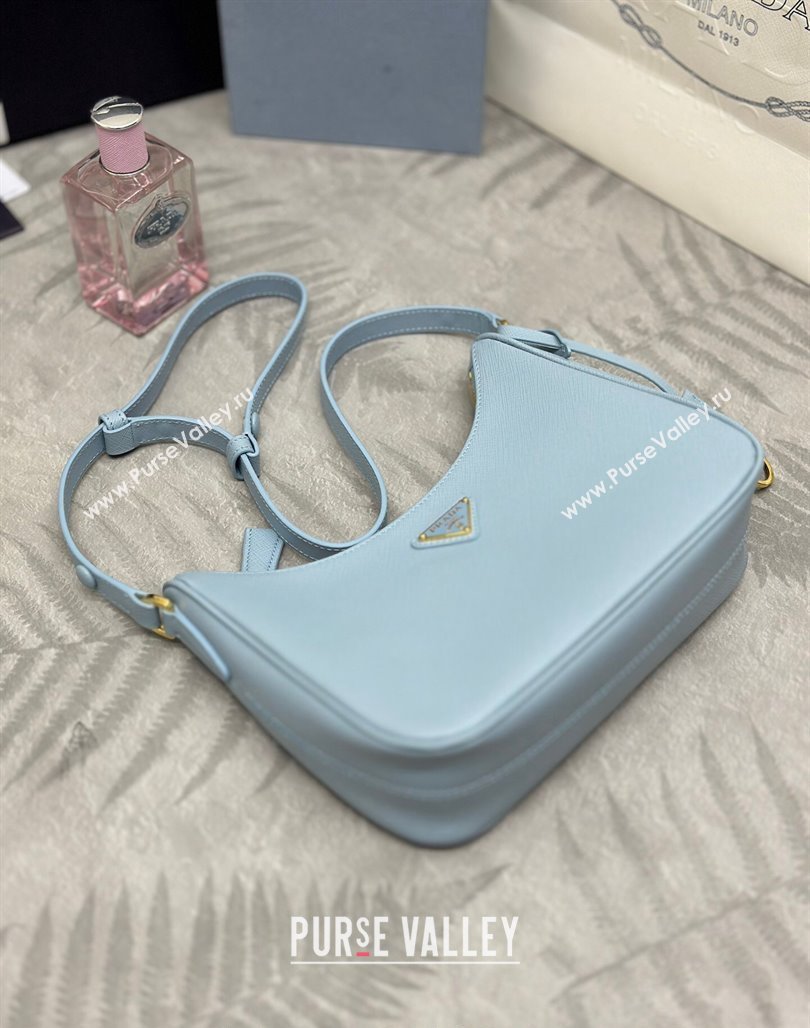 Prada Re-Edition Saffiano leather mini bag Light Blue 2024 1BC204 (YZ-2405241117)