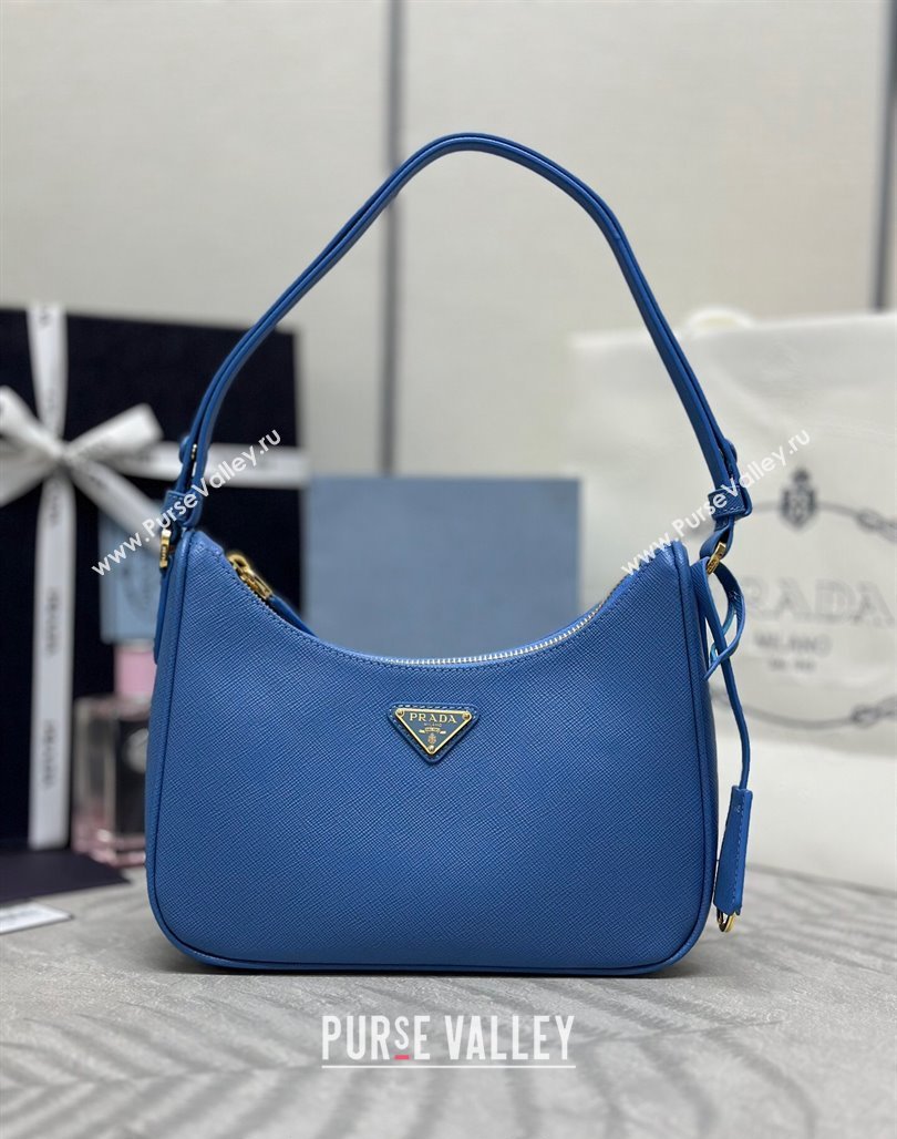 Prada Re-Edition Saffiano leather mini bag Blue2 2024 1BC204 (YZ-2405241118)