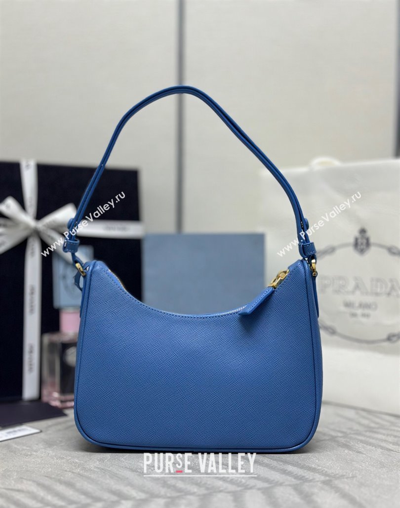 Prada Re-Edition Saffiano leather mini bag Blue2 2024 1BC204 (YZ-2405241118)