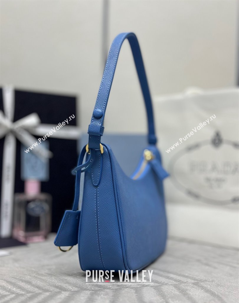 Prada Re-Edition Saffiano leather mini bag Blue2 2024 1BC204 (YZ-2405241118)