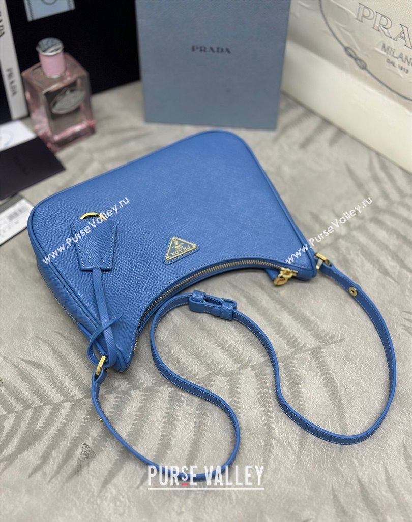 Prada Re-Edition Saffiano leather mini bag Blue2 2024 1BC204 (YZ-2405241118)