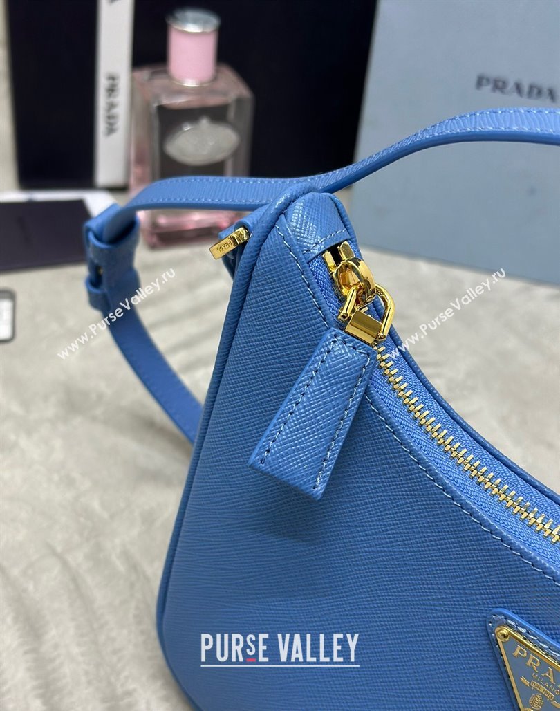 Prada Re-Edition Saffiano leather mini bag Blue2 2024 1BC204 (YZ-2405241118)