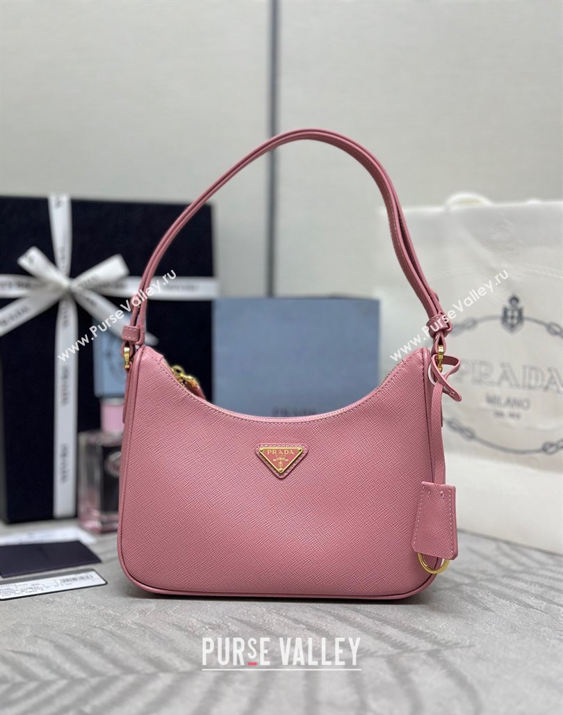 Prada Re-Edition Saffiano leather mini bag Light Pink 2024 1BC204 (YZ-2405241119)