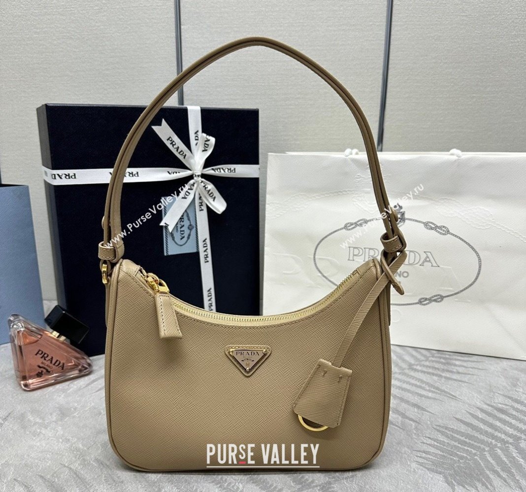 Prada Re-Edition Saffiano leather mini bag Beige 2024 1BC204 (YZ-2405241120)