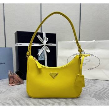 Prada Re-Edition Saffiano leather mini bag Yellow 2024 1BC204 (YZ-2405241122)