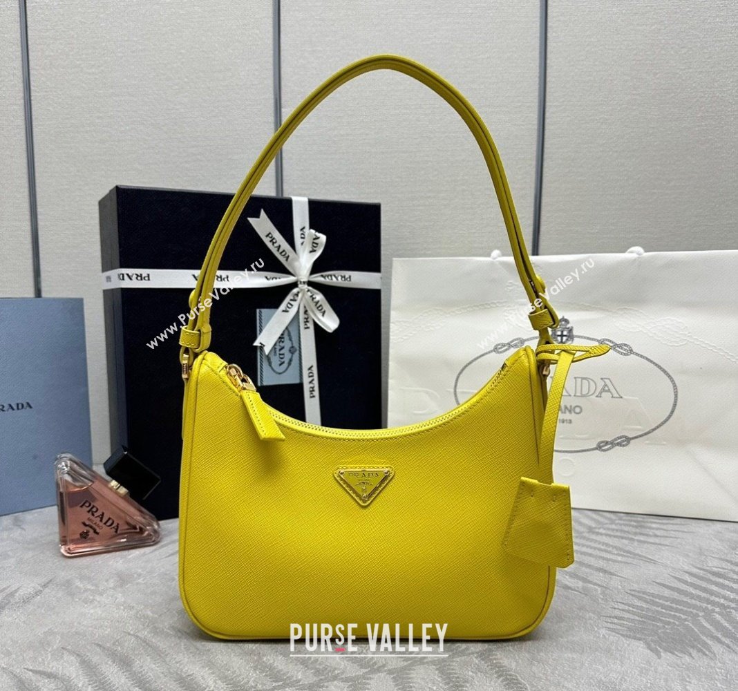 Prada Re-Edition Saffiano leather mini bag Yellow 2024 1BC204 (YZ-2405241122)