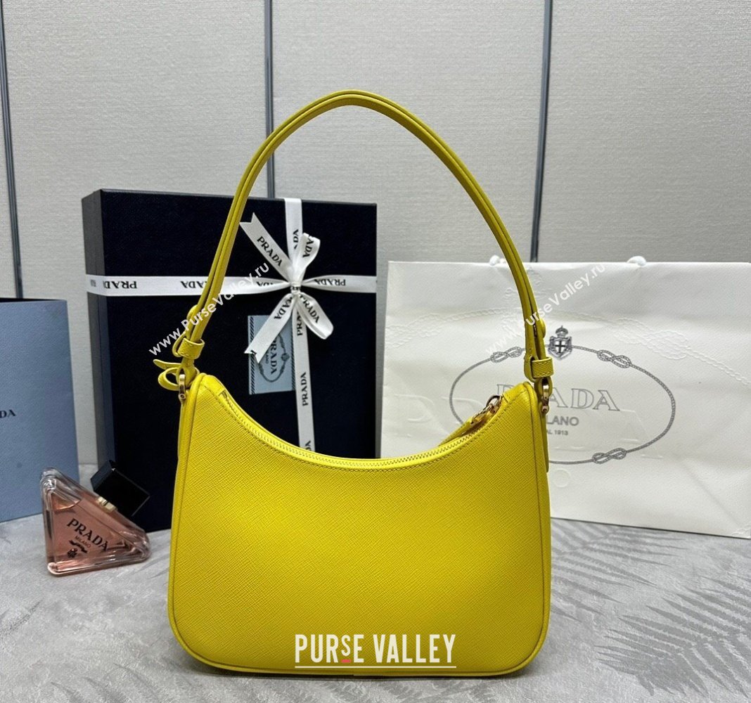 Prada Re-Edition Saffiano leather mini bag Yellow 2024 1BC204 (YZ-2405241122)