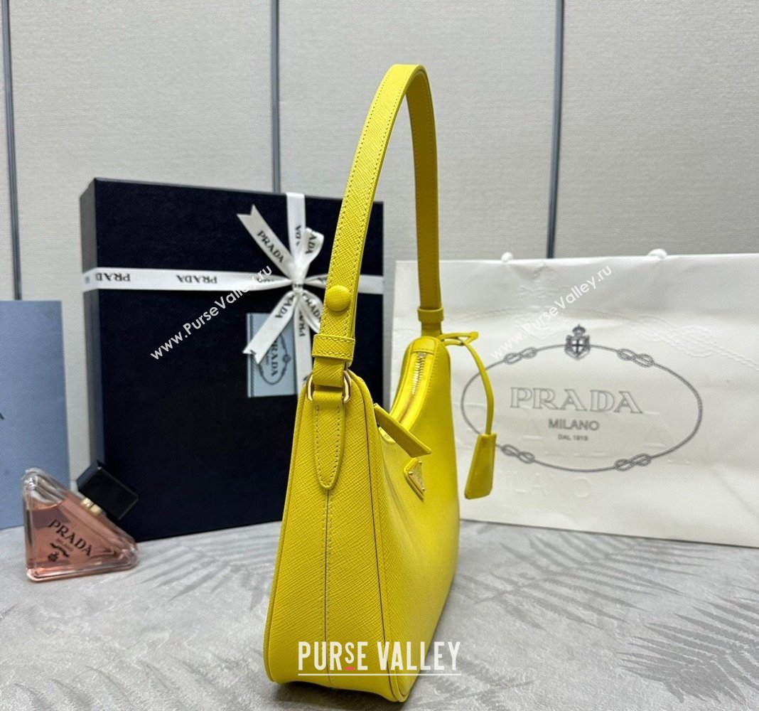 Prada Re-Edition Saffiano leather mini bag Yellow 2024 1BC204 (YZ-2405241122)