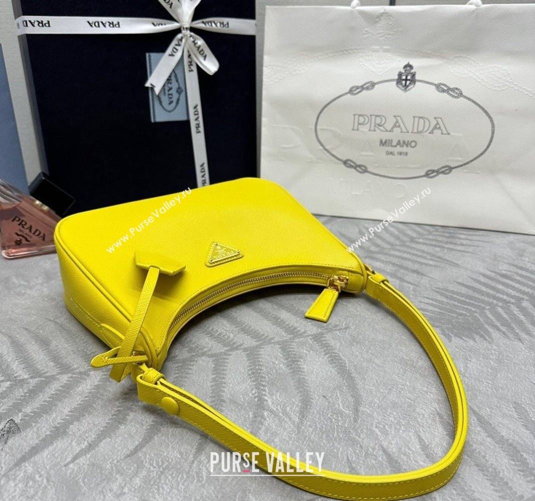 Prada Re-Edition Saffiano leather mini bag Yellow 2024 1BC204 (YZ-2405241122)