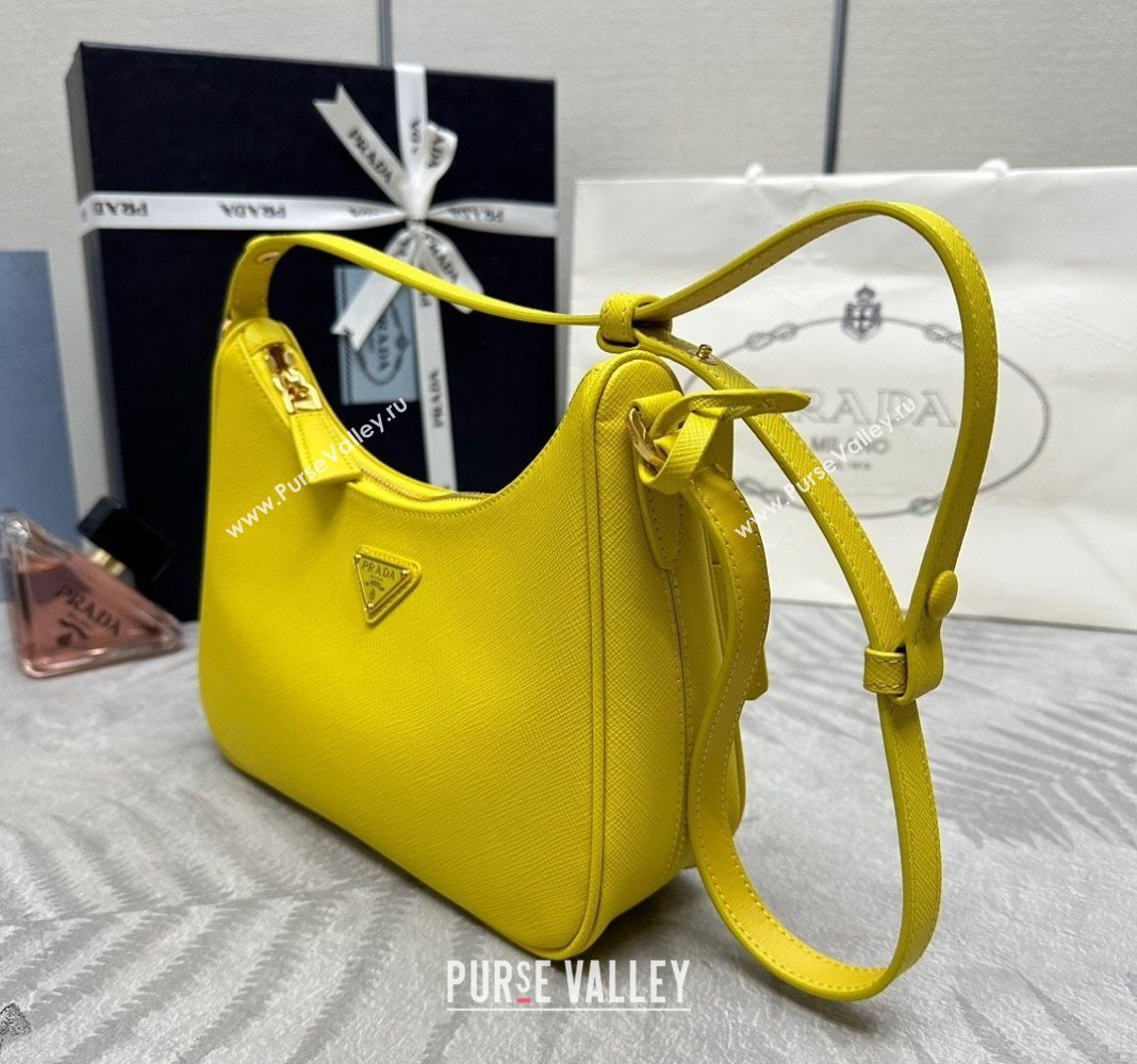 Prada Re-Edition Saffiano leather mini bag Yellow 2024 1BC204 (YZ-2405241122)